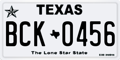TX license plate BCK0456
