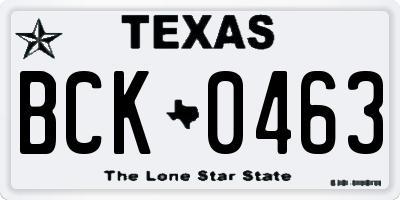 TX license plate BCK0463