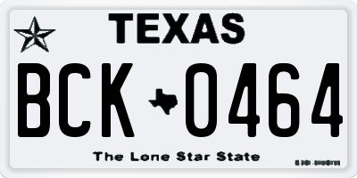 TX license plate BCK0464