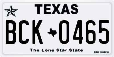 TX license plate BCK0465