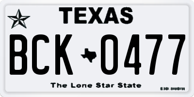 TX license plate BCK0477