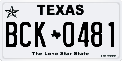 TX license plate BCK0481