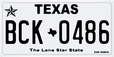 TX license plate BCK0486