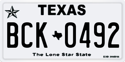 TX license plate BCK0492