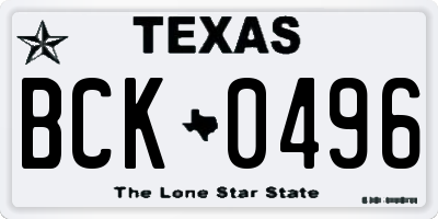 TX license plate BCK0496