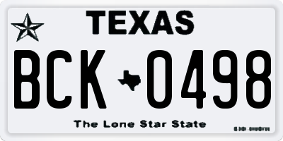 TX license plate BCK0498
