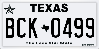 TX license plate BCK0499