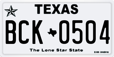 TX license plate BCK0504