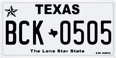 TX license plate BCK0505