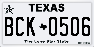TX license plate BCK0506