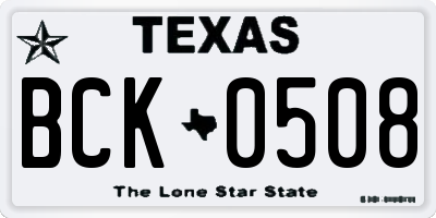 TX license plate BCK0508