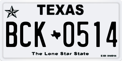 TX license plate BCK0514