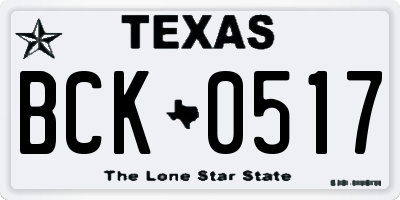 TX license plate BCK0517