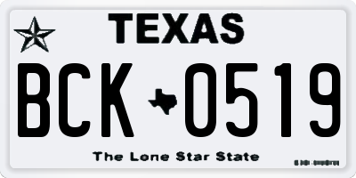 TX license plate BCK0519