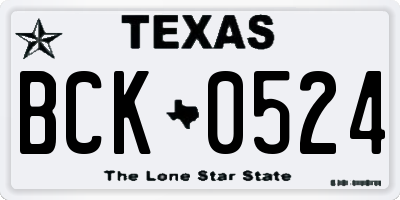TX license plate BCK0524