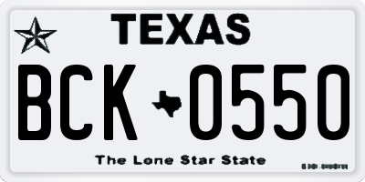 TX license plate BCK0550