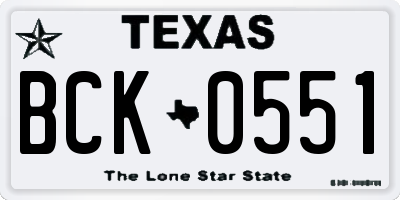 TX license plate BCK0551