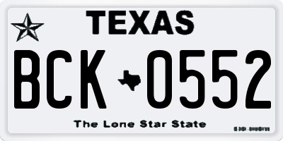 TX license plate BCK0552