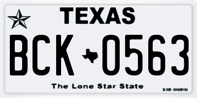 TX license plate BCK0563