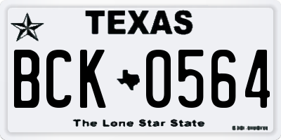TX license plate BCK0564