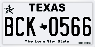 TX license plate BCK0566