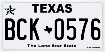 TX license plate BCK0576