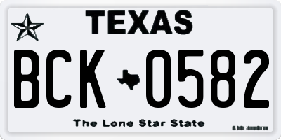 TX license plate BCK0582