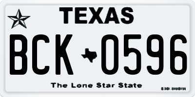TX license plate BCK0596