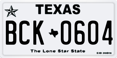 TX license plate BCK0604