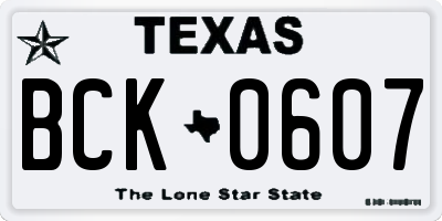 TX license plate BCK0607
