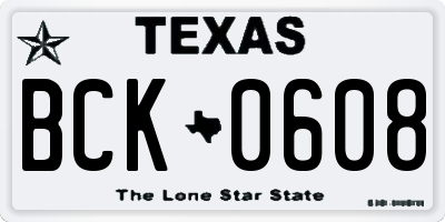 TX license plate BCK0608