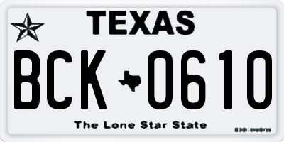 TX license plate BCK0610