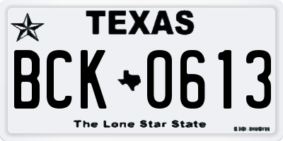 TX license plate BCK0613
