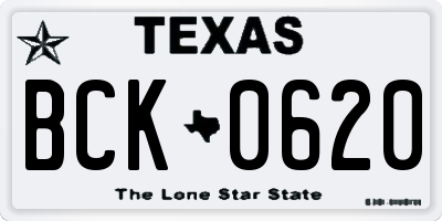 TX license plate BCK0620