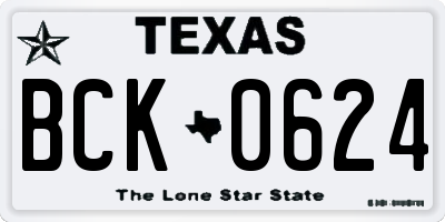 TX license plate BCK0624
