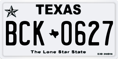 TX license plate BCK0627