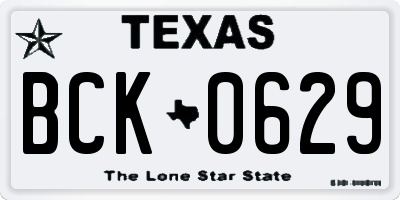TX license plate BCK0629