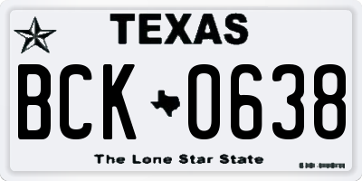 TX license plate BCK0638