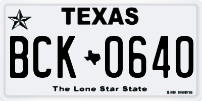 TX license plate BCK0640