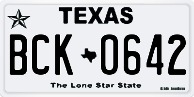 TX license plate BCK0642