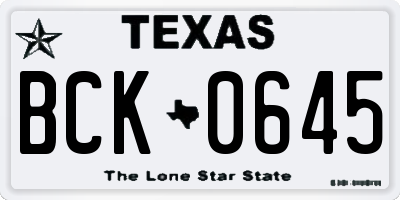 TX license plate BCK0645