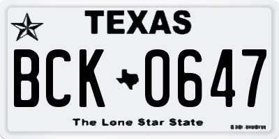 TX license plate BCK0647