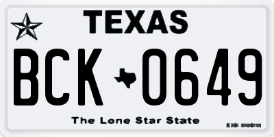TX license plate BCK0649