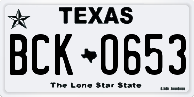 TX license plate BCK0653