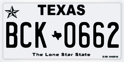 TX license plate BCK0662