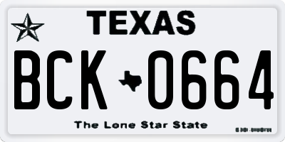 TX license plate BCK0664