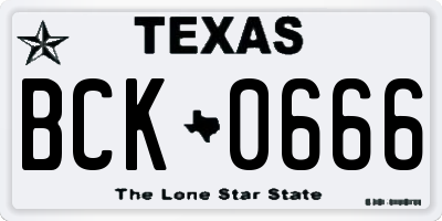 TX license plate BCK0666
