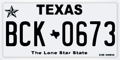 TX license plate BCK0673