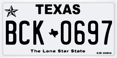 TX license plate BCK0697