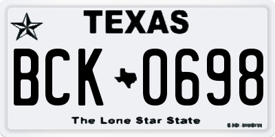 TX license plate BCK0698
